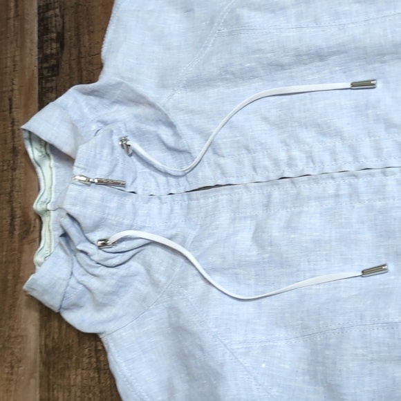 Armani Collection Linen Jacket • Swing Bubble Sleeve • Size 12 • Baby Blue - Picture 5 of 16